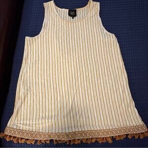 W5 Sleeveless Stripe Tank with Tassel Hem